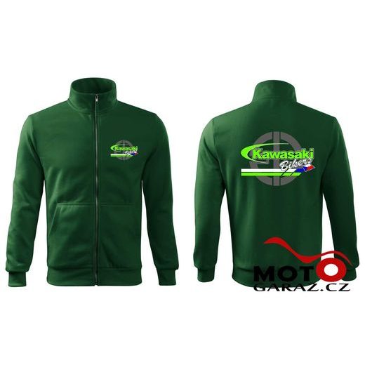 PÁNSKÁ KLUBOVÁ MIKINA NA ZIP KAWASAKI BIKERS CZ - ZELENÁ