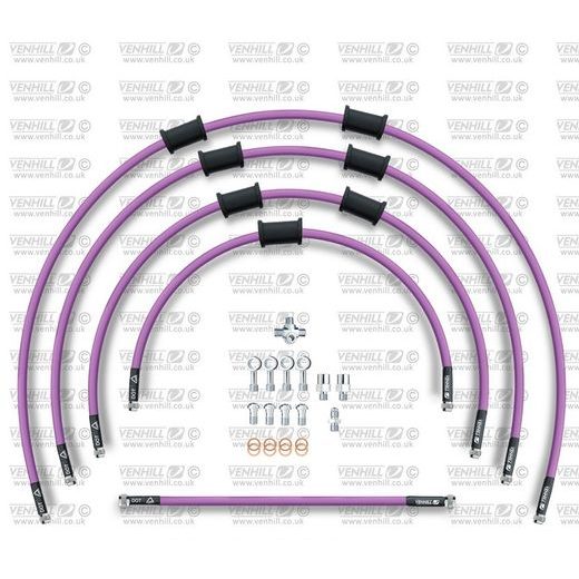 STANDARD HADICE PŘEDNÍ BRZDY SADA VENHILL POWERHOSEPLUS SUZ-5007F-PU (5HADIC V SADĚ) FIALOVÉ HADICE, CHROMOVÉ KONCOVKY