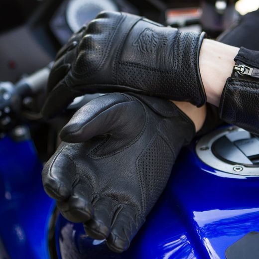 WOLF HORNET BLACK KOŽENÉ RUKAVICE NA MOTORKU