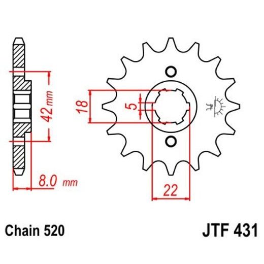 ŘETĚZOVÉ KOLEČKO JT JTF 431-14 14 ZUBŮ, 520