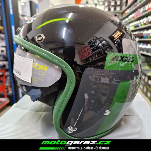 OTEVŘENÁ HELMA AXXIS HORNET SV OLD STYLE LESKLÁ ZELENÁ