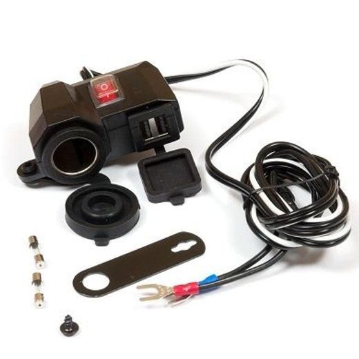 VODOTĚSNÁ USB + DIN KOMBO ZÁSUVKA NA MOTORKU BEZ POJISTKY