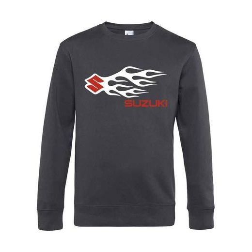 PÁNSKÁ MIKINA S MOTIVEM SUZUKI FLAMES - TMAVĚ ŠEDÁ