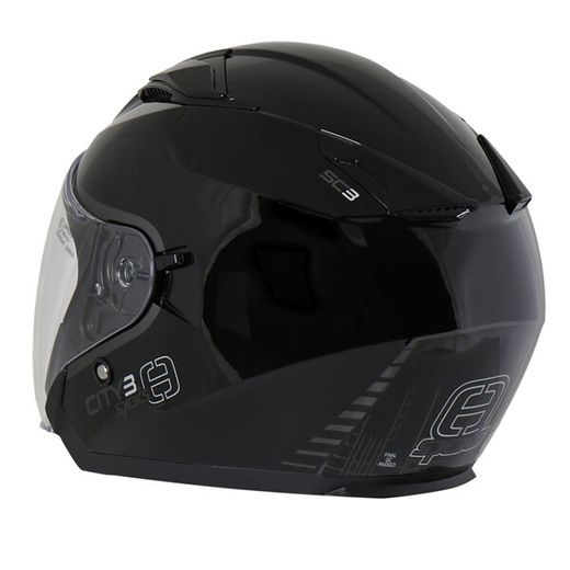 OTEVŘENÁ HELMA NA MOTORKU SE SLUNEČNÍ CLONOU SPEEDS CITY III ČERNÁ LESKLÁ