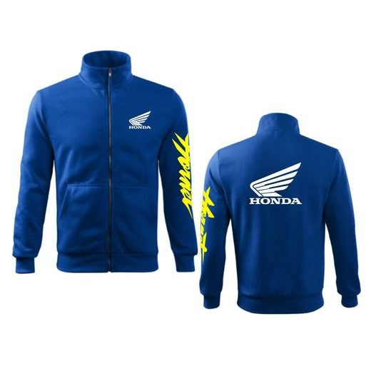 PÁNSKÁ MIKINA NA ZIP S MOTIVEM HONDA HORNET 1 - KRÁLOVSKY MODRÁ