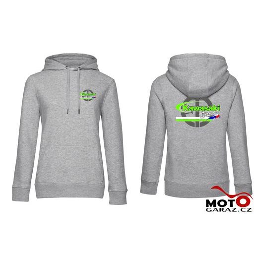 DÁMSKÁ KLUBOVÁ MIKINA S KAPUCÍ KAWASAKI BIKERS CZ - SVĚTLE ŠEDÝ MELÍR