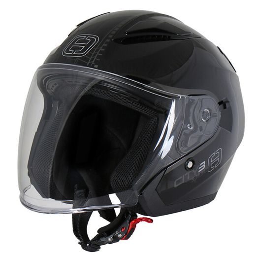 OTEVŘENÁ HELMA NA MOTORKU SE SLUNEČNÍ CLONOU SPEEDS CITY III ČERNÁ LESKLÁ