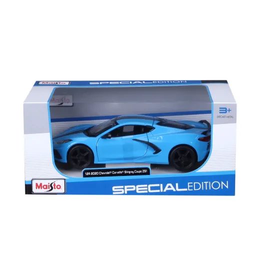 MAISTO - 2020 CHEVROLET CORVETTE STINGRAY COUPE Z51, MODRÁ, 1:24