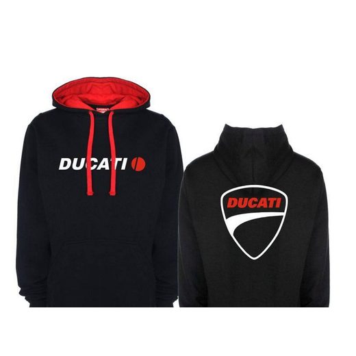 PÁNSKÁ MIKINA S KAPUCÍ A MOTIVEM DUCATI 1 - ČERNÁ