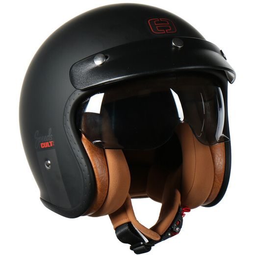 JET HELMA NA MOTORKU SE SLUNEČNÍ CLONOU SPEEDS CULT 2 - ČERNÁ/TITAN/ČERVENÁ MATNÁ