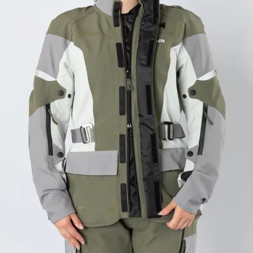 DÁMSKÁ BUNDA S LAMINOVANOU MEMBRÁNOU IXS VENTURE-STX 1.0 X2-011605 SVĚTLE ŠEDÁ-OLIVOVÁ