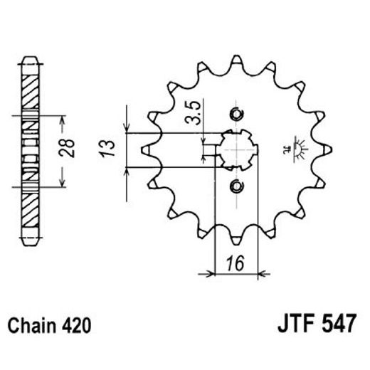 ŘETĚZOVÉ KOLEČKO JT JTF 547-13 13 ZUBŮ, 420