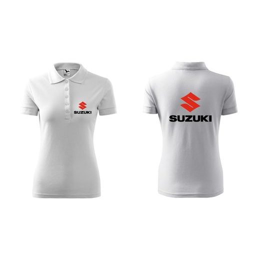 DÁMSKÉ POLO S MOTIVEM SUZUKI - BÍLÁ