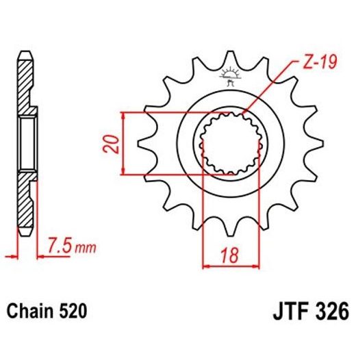 ŘETĚZOVÉ KOLEČKO JT JTF 326-14 14 ZUBŮ, 520