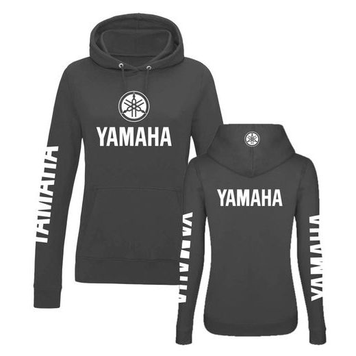 DÁMSKÁ MIKINA S KAPUCÍ A MOTIVEM YAMAHA 1 - TMAVĚ ŠEDÁ