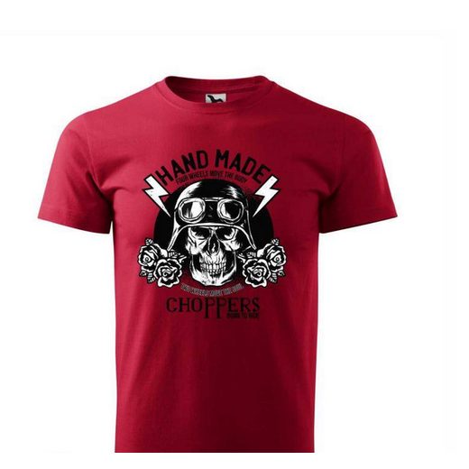 PÁNSKÉ TRIKO S MOTIVEM CHOPPERS HAND MADE - ČERVENÉ