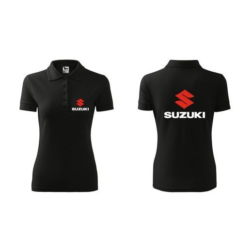 DÁMSKÉ POLO S MOTIVEM SUZUKI - ČERNÁ