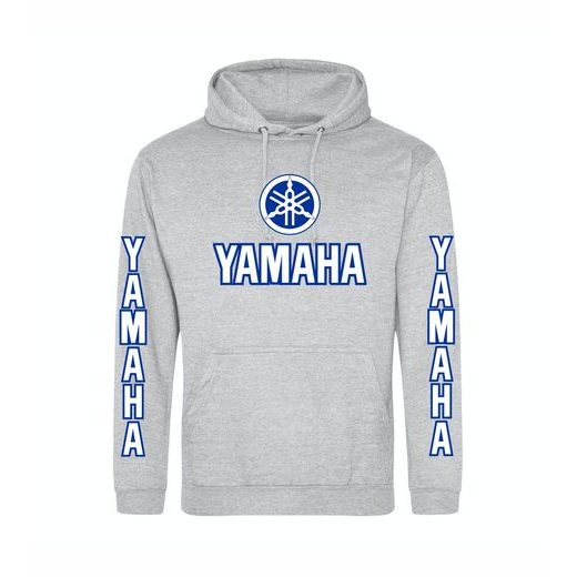 PÁNSKÁ MIKINA S KAPUCÍ A MOTIVEM YAMAHA - SVĚTLE ŠEDÁ