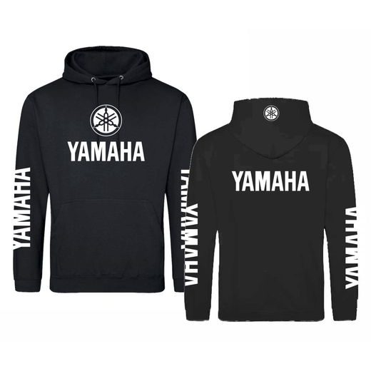 PÁNSKÁ MIKINA S KAPUCÍ A MOTIVEM YAMAHA 2 - ČERNÁ