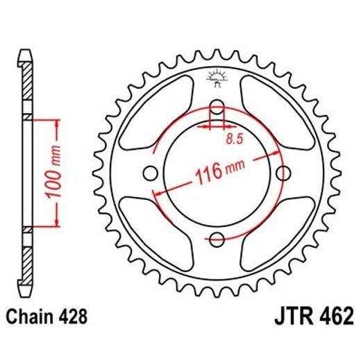 ŘETĚZOVÁ ROZETA JT JTR 462-52 52 ZUBŮ, 428