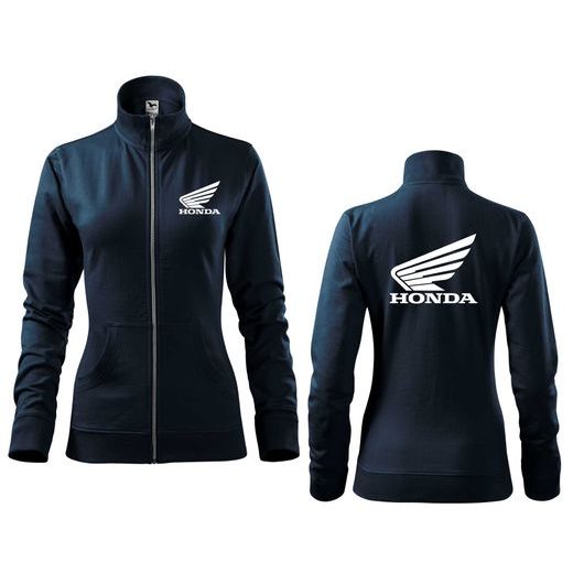 DÁMSKÁ MIKINA NA ZIP S MOTIVEM HONDA - TMAVĚ MODRÁ