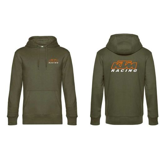 PÁNSKÁ MIKINA S KAPUCÍ A MOTIVEM KTM RACING 3 - KHAKI