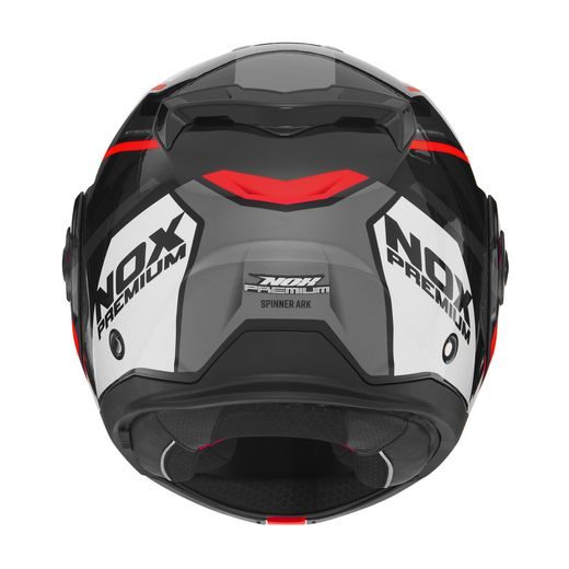 PŘEKLOPNÁ HELMA NA MOTORKU NOX PREMIUM SPINNER ARK ČERNÁ,BÍLÁ,ČERVENÁ