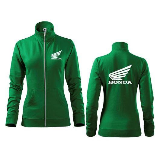 DÁMSKÁ MIKINA NA ZIP S MOTIVEM HONDA - ZELENÁ