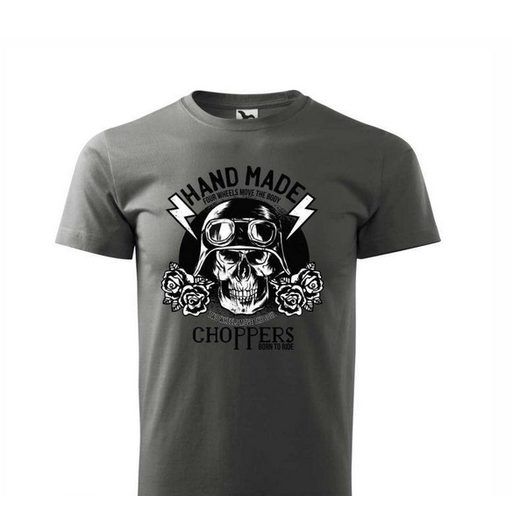PÁNSKÉ TRIKO S MOTIVEM CHOPPERS HAND MADE - ŠEDÉ