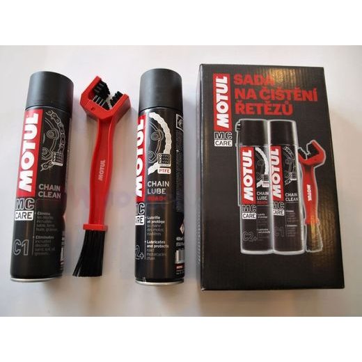 MOTUL SADA NA ČIŠTĚNÍ ŘETĚZŮ C2+ C1 KARTÁČ NA ŘETĚZ