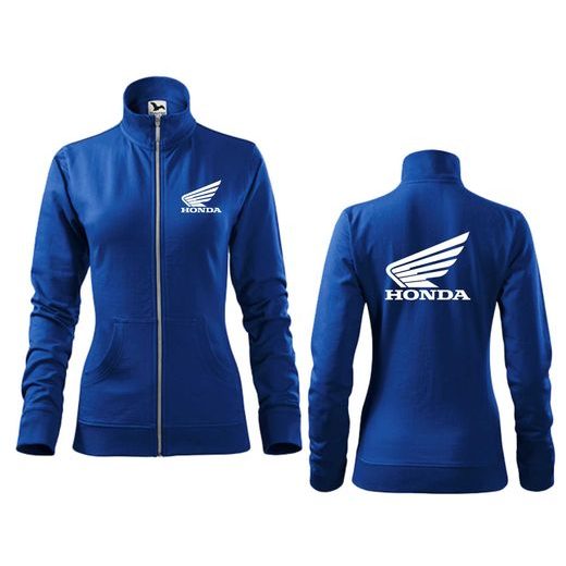 DÁMSKÁ MIKINA NA ZIP S MOTIVEM HONDA - KRÁLOVSKY MODRÁ
