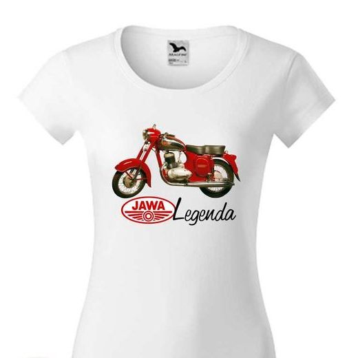 DÁMSKÉ TRIKO S MOTIVEM JAWA LEGEND - BÍLÉ