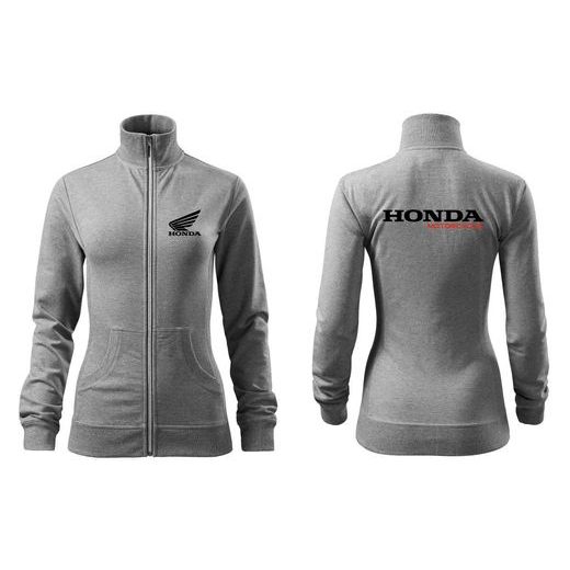 DÁMSKÁ MIKINA NA ZIP S MOTIVEM HONDA 1 - ŠEDÁ