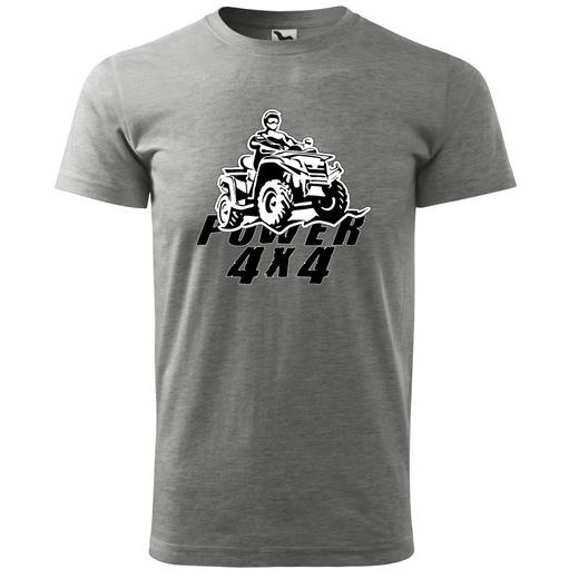 PÁNSKÉ TRIKO S MOTIVEM 4X4 POWER - ŠEDÉ
