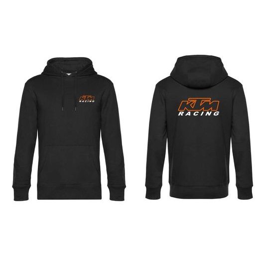 PÁNSKÁ MIKINA S KAPUCÍ A MOTIVEM KTM RACING 3 - ČERNÁ