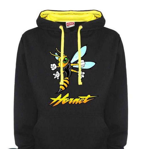 PÁNSKÁ MIKINA S KAPUCÍ A MOTIVEM HONDA HORNET 2 - ČERNÁ/ŽLUTÁ