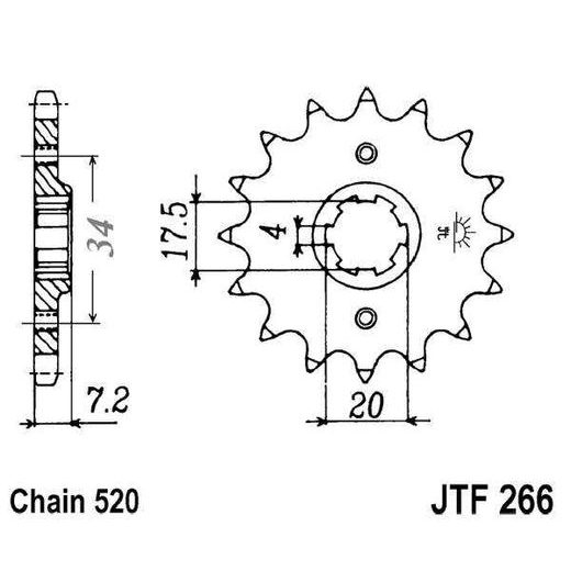 ŘETĚZOVÉ KOLEČKO JT JTF 266-13 13 ZUBŮ, 520