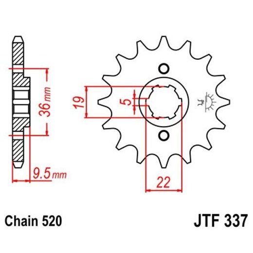 ŘETĚZOVÉ KOLEČKO JT JTF 337-14 14 ZUBŮ, 520