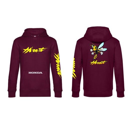 PÁNSKÁ MIKINA S KAPUCÍ A MOTIVEM HONDA HORNET - VÍNOVÁ