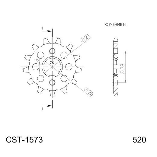 ŘETĚZOVÉ KOLEČKO SUPERSPROX CST-1573:13 13 ZUBŮ, 520