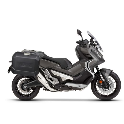 KOMPLETNÍ SADA BOČNÍCH ČERNÝCH HLINÍKOVÝCH KUFRŮ SHAD TERRA BLACK 36L/36L, VČETNĚ MONTÁŽNÍ SADY SHAD HONDA X-ADV 750