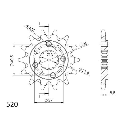 ŘETĚZOVÉ KOLEČKO SUPERSPROX CST-1309:13 13 ZUBŮ, 520