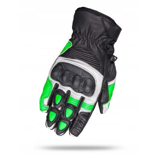 WOLF BANDIT GREEN KOŽENÉ RUKAVICE NA MOTORKU