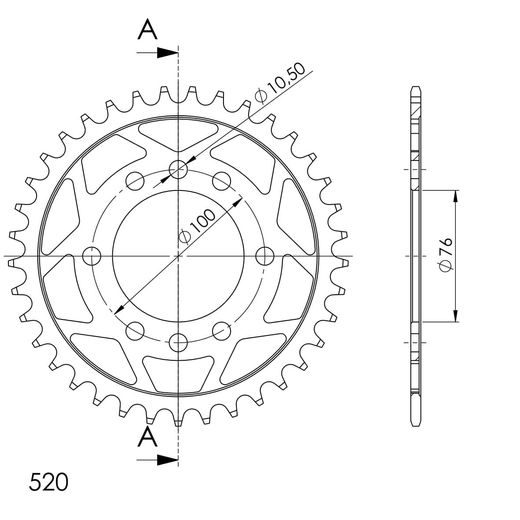 ŘETĚZOVÁ ROZETA SUPERSPROX RFE-1825:37-BLK ČERNÝ 37 ZUBŮ, 520