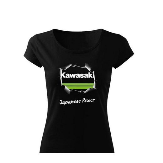 DÁMSKÉ TRIKO S MOTIVEM KAWASAKI JAPANESE POWER - ČERNÉ
