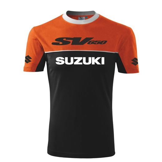 PÁNSKÉ TRIKO S MOTIVEM SUZUKI SV650 - ORANŽOVÁ/ČERNÁ 1