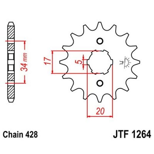 ŘETĚZOVÉ KOLEČKO JT JTF 1264-14 14 ZUBŮ, 428