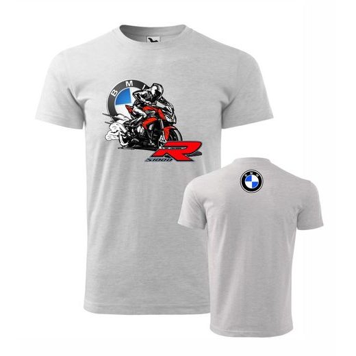 PÁNSKÉ TRIKO S MOTIVEM BMW S 1000 R - SVĚTLE ŠEDÁ