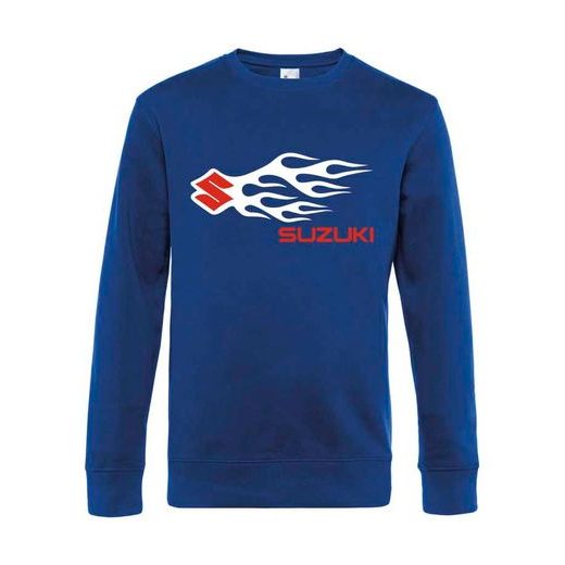 PÁNSKÁ MIKINA S MOTIVEM SUZUKI FLAMES - KRÁLOVSKY MODRÁ