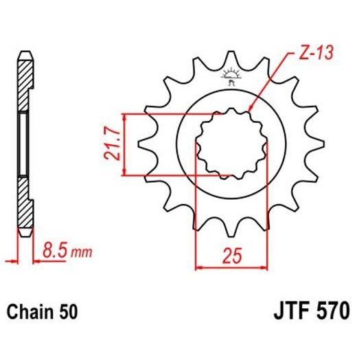 ŘETĚZOVÉ KOLEČKO JT JTF 570-16 16 ZUBŮ, 530